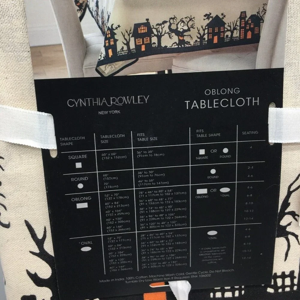Cynthia Rowley Halloween 60x84 Tablecloth Haunted House Spooky Tree Flying Witch